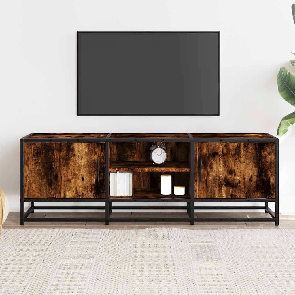 Tv-meubel 120x35x41 cm bewerkt hout metaal gerookt eikenkleurig is nu te koop bij PeponiXL, paradijselijk wonen!