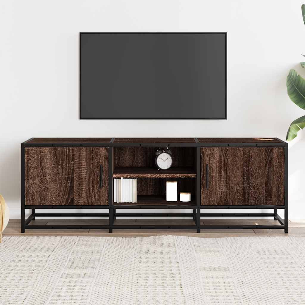 Tv-meubel 120x35x41 cm bewerkt hout metaal bruin eikenkleur is nu te koop bij PeponiXL, paradijselijk wonen!