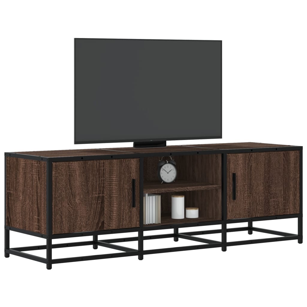 Tv-meubel 120x35x41 cm bewerkt hout metaal bruin eikenkleur is nu te koop bij PeponiXL, paradijselijk wonen!