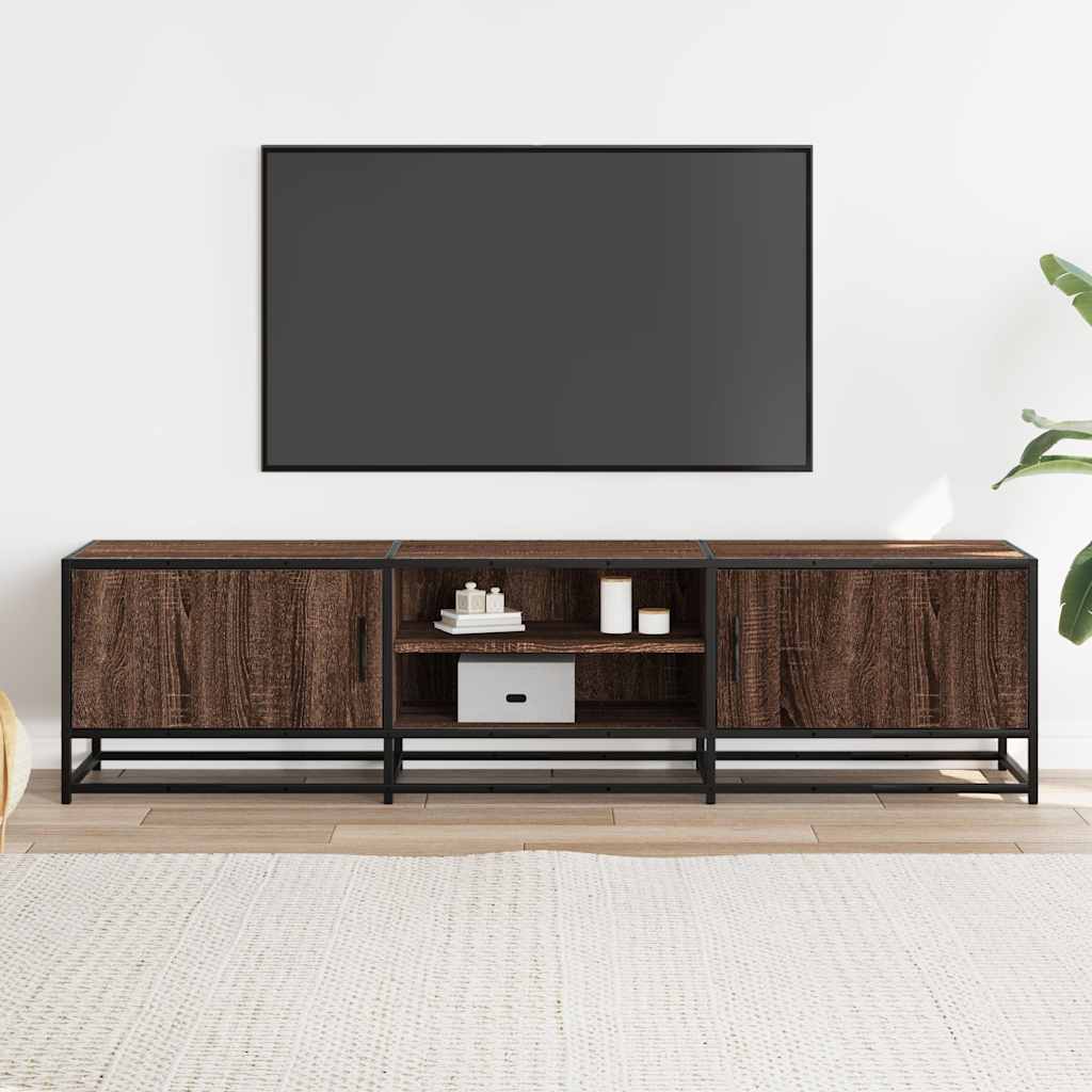 Tv-meubel 160x35x41 cm bewerkt hout metaal bruin eikenkleur is nu te koop bij PeponiXL, paradijselijk wonen!