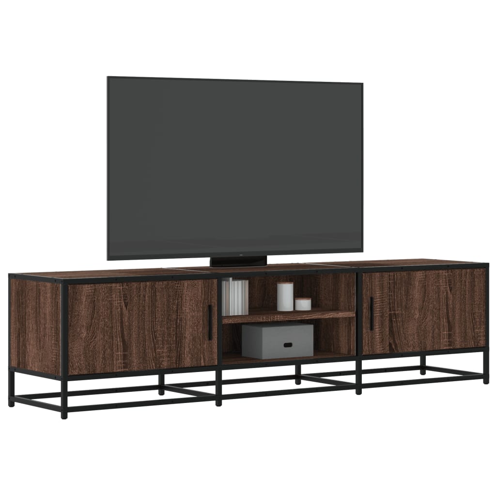 Tv-meubel 160x35x41 cm bewerkt hout metaal bruin eikenkleur is nu te koop bij PeponiXL, paradijselijk wonen!