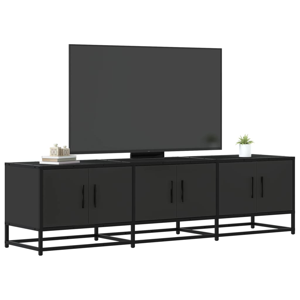 Tv-meubel 150x35x41 cm bewerkt hout en metaal zwart is nu te koop bij PeponiXL, paradijselijk wonen!