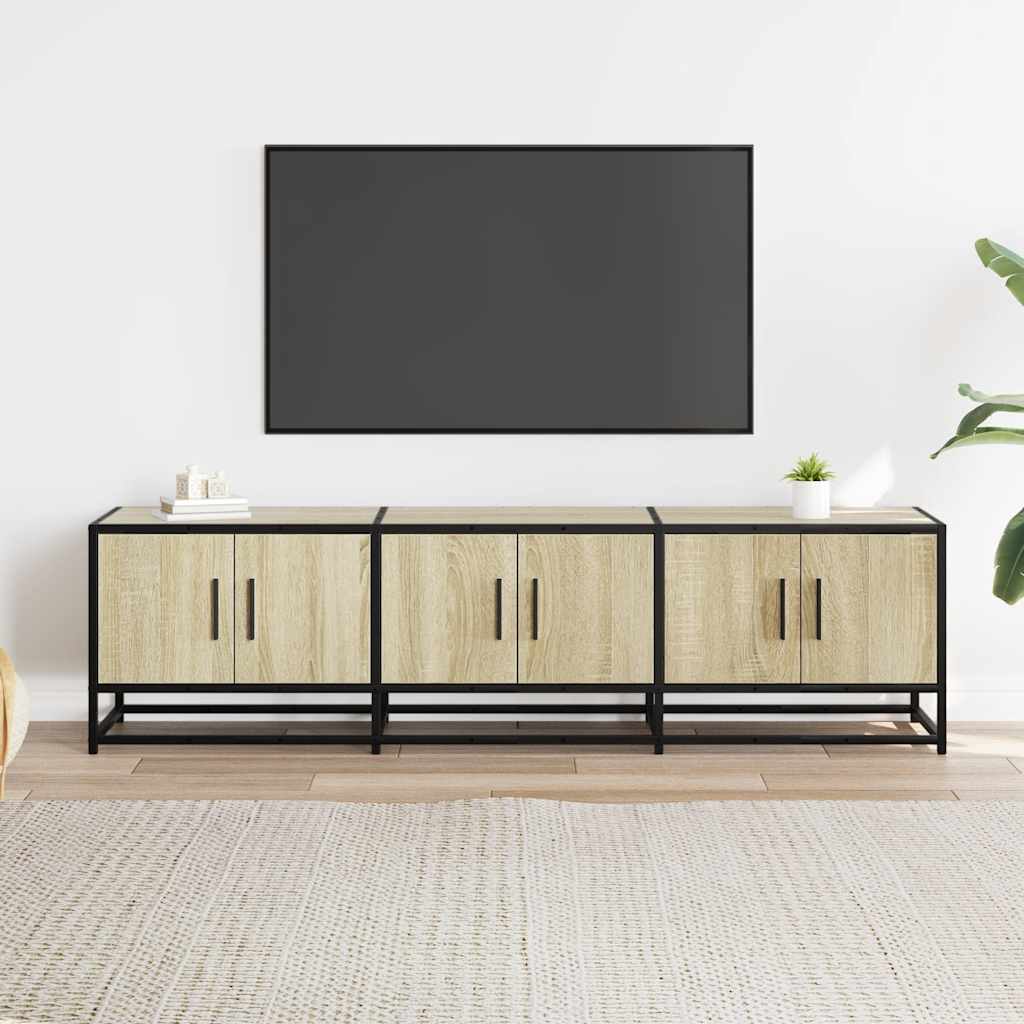 Tv-meubel 150x35x41 cm bewerkt hout metaal sonoma eikenkleurig is nu te koop bij PeponiXL, paradijselijk wonen!