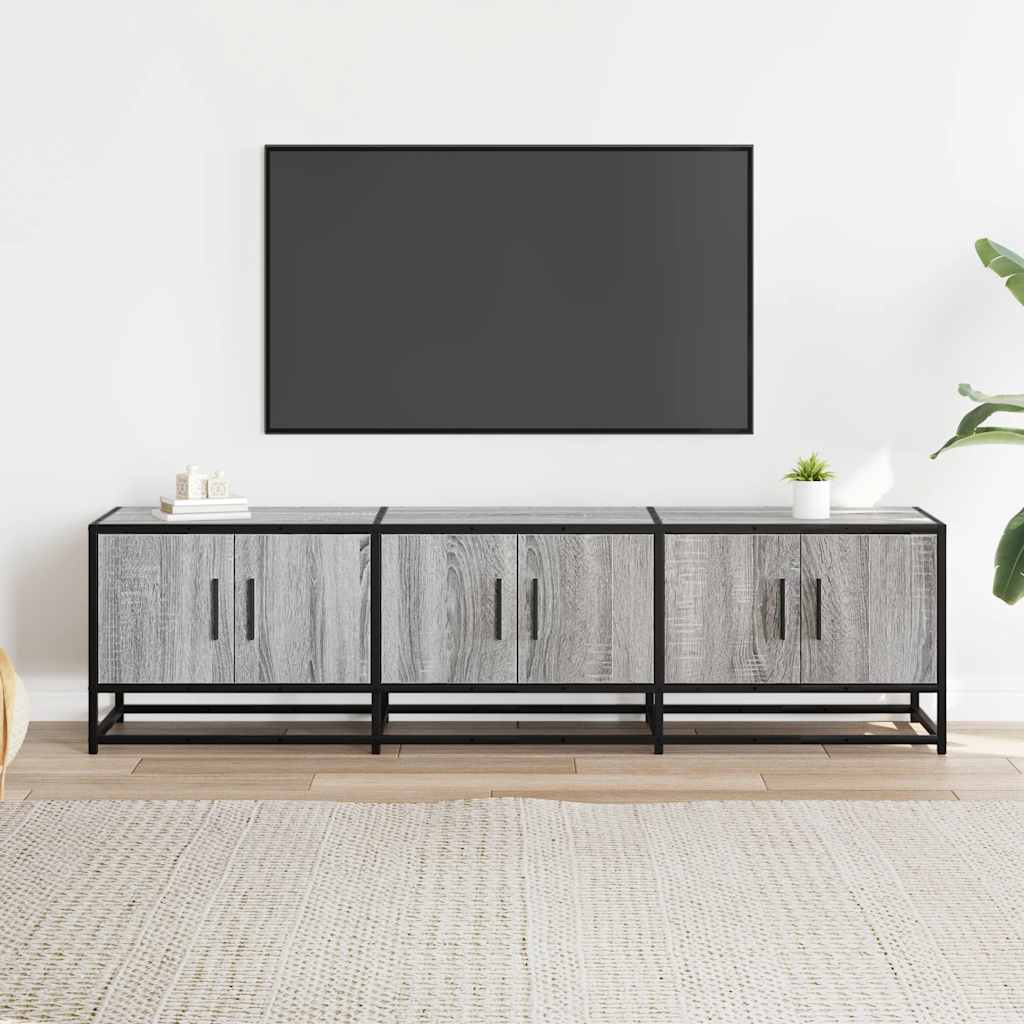 Tv-meubel 150x35x41 cm bewerkt hout metaal grijs sonoma eiken is nu te koop bij PeponiXL, paradijselijk wonen!