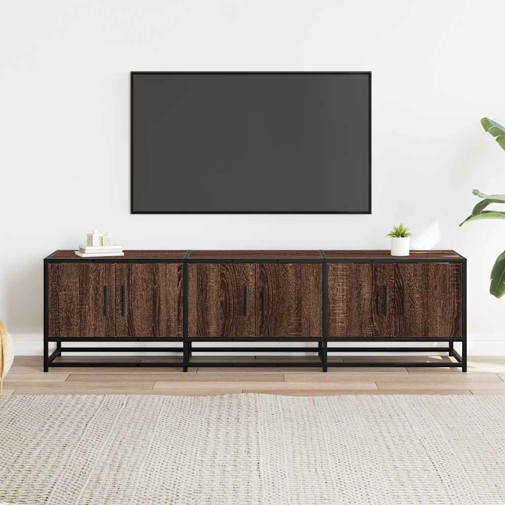 Tv-meubel 150x35x41 cm bewerkt hout metaal bruin eikenkleur is nu te koop bij PeponiXL, paradijselijk wonen!