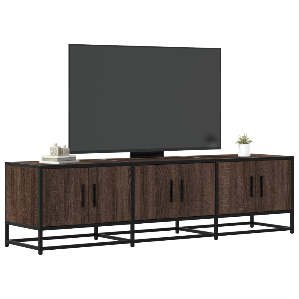 Tv-meubel 150x35x41 cm bewerkt hout metaal bruin eikenkleur is nu te koop bij PeponiXL, paradijselijk wonen!