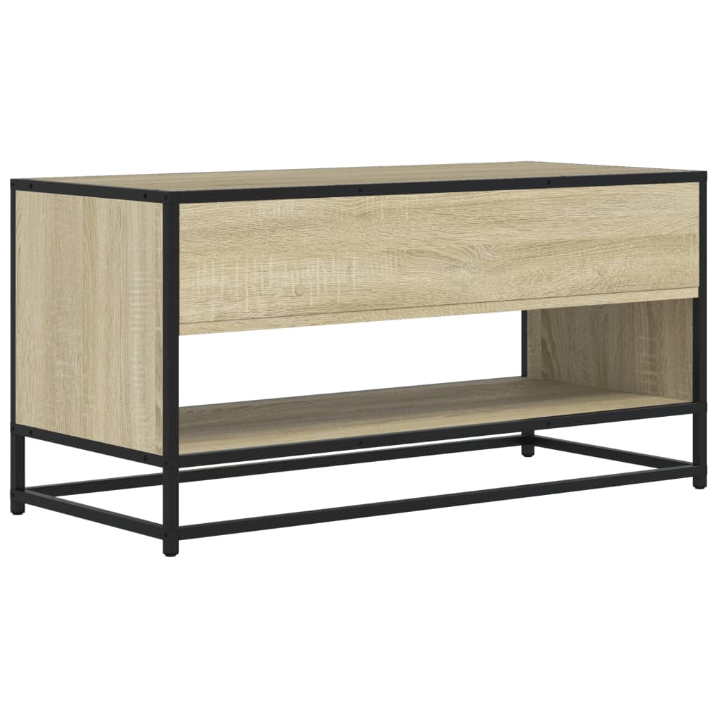 Tv-meubel 91x40x46 cm bewerkt hout metaal sonoma eikenkleurig is nu te koop bij PeponiXL, paradijselijk wonen!