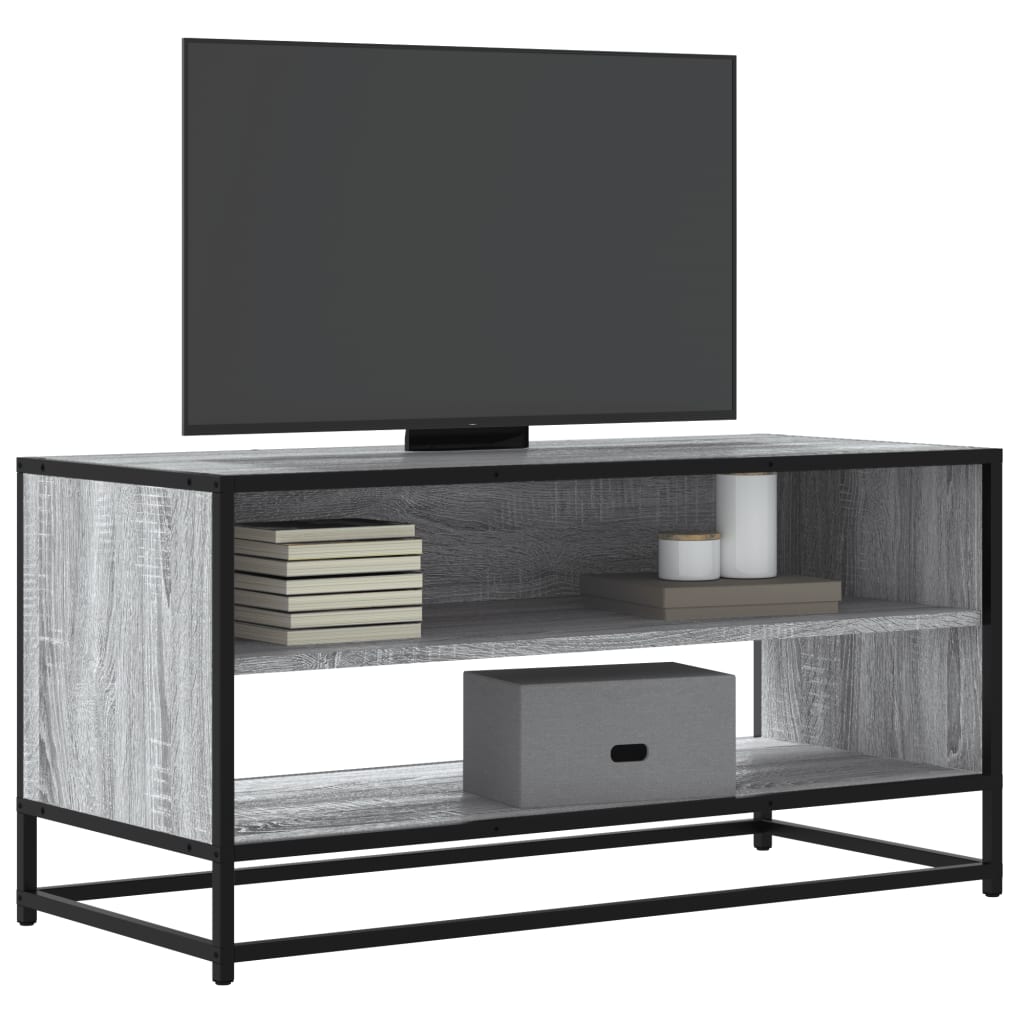 Tv-meubel 91x40x46 cm bewerkt hout metaal grijs sonoma eiken is nu te koop bij PeponiXL, paradijselijk wonen!