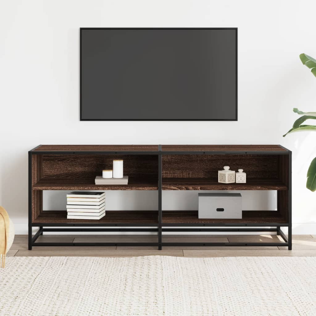 Tv-meubel 120,5x40x46 cm bewerkt hout metaal bruin eikenkleur is nu te koop bij PeponiXL, paradijselijk wonen!