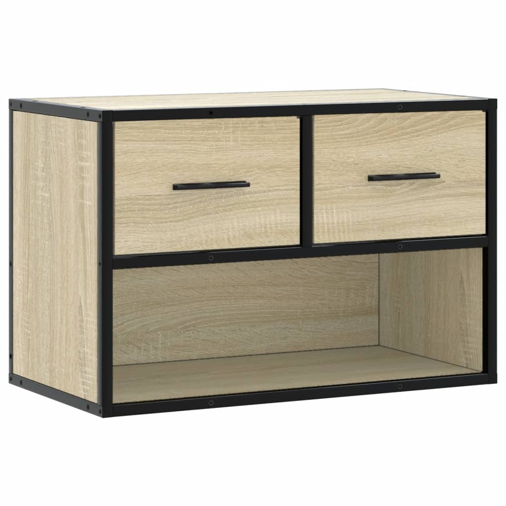 Tv-meubel 60x31x39,5 cm bewerkt hout metaal sonoma eikenkleurig is nu te koop bij PeponiXL, paradijselijk wonen!