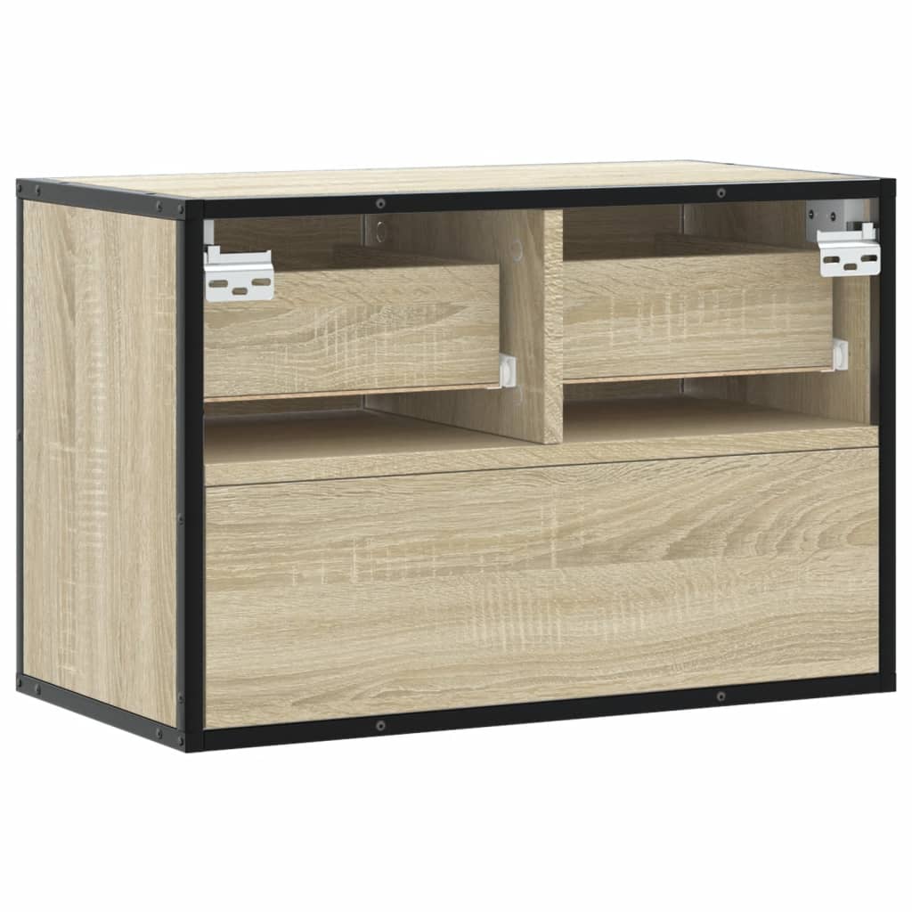 Tv-meubel 60x31x39,5 cm bewerkt hout metaal sonoma eikenkleurig is nu te koop bij PeponiXL, paradijselijk wonen!