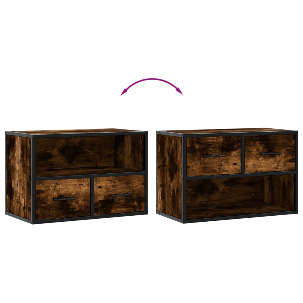 Tv-meubel 60x31x39,5 cm bewerkt hout metaal gerookt eikenkleur is nu te koop bij PeponiXL, paradijselijk wonen!