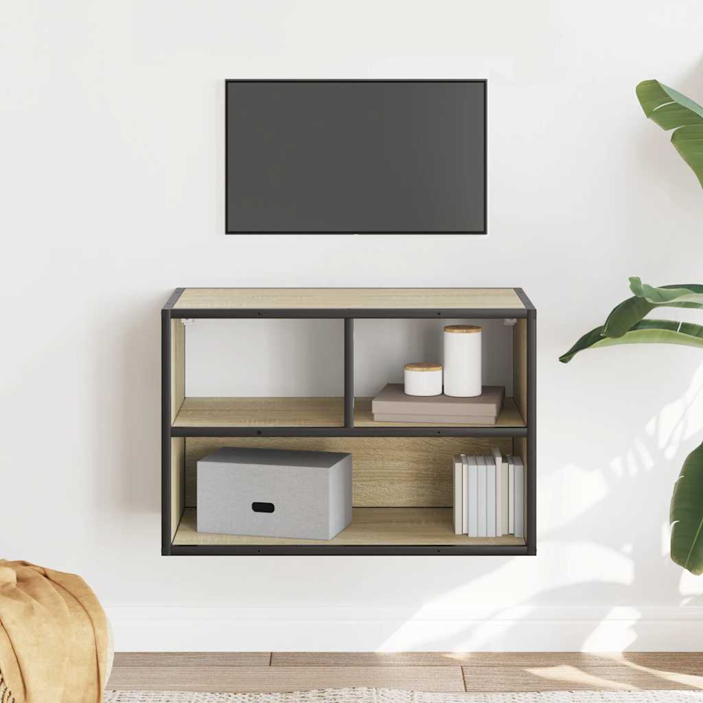 Tv-meubel 60x31x39,5 cm bewerkt hout metaal sonoma eikenkleurig is nu te koop bij PeponiXL, paradijselijk wonen!