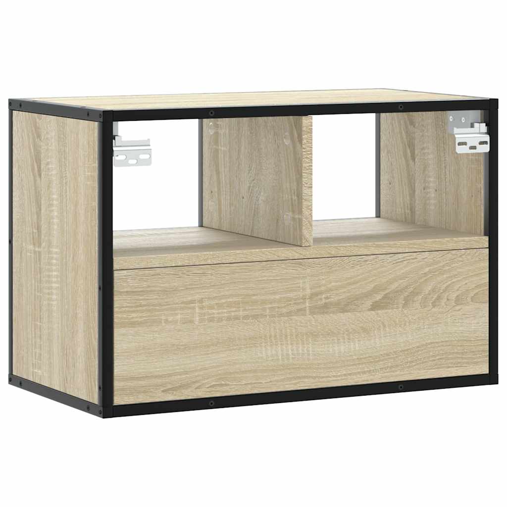 Tv-meubel 60x31x39,5 cm bewerkt hout metaal sonoma eikenkleurig is nu te koop bij PeponiXL, paradijselijk wonen!