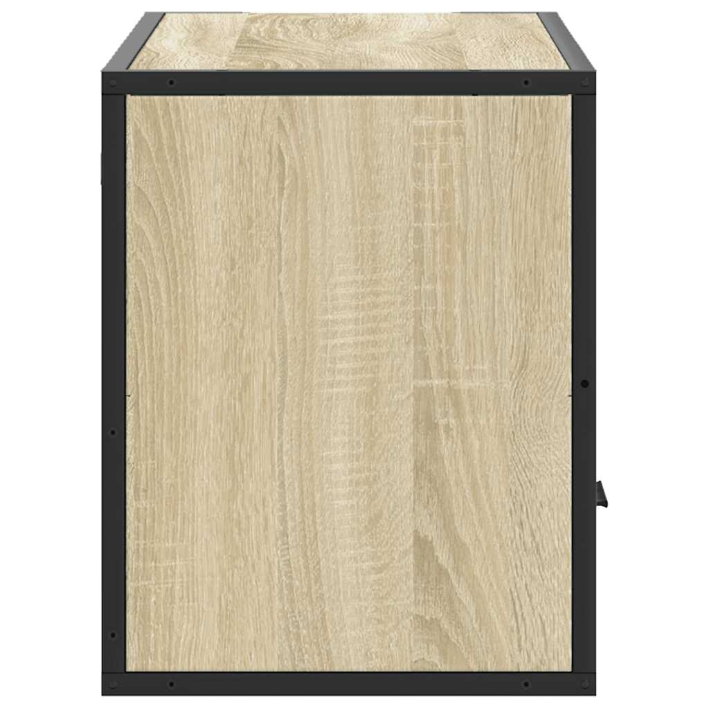 Tv-meubel 80x31x39,5 cm bewerkt hout metaal sonoma eikenkleurig is nu te koop bij PeponiXL, paradijselijk wonen!