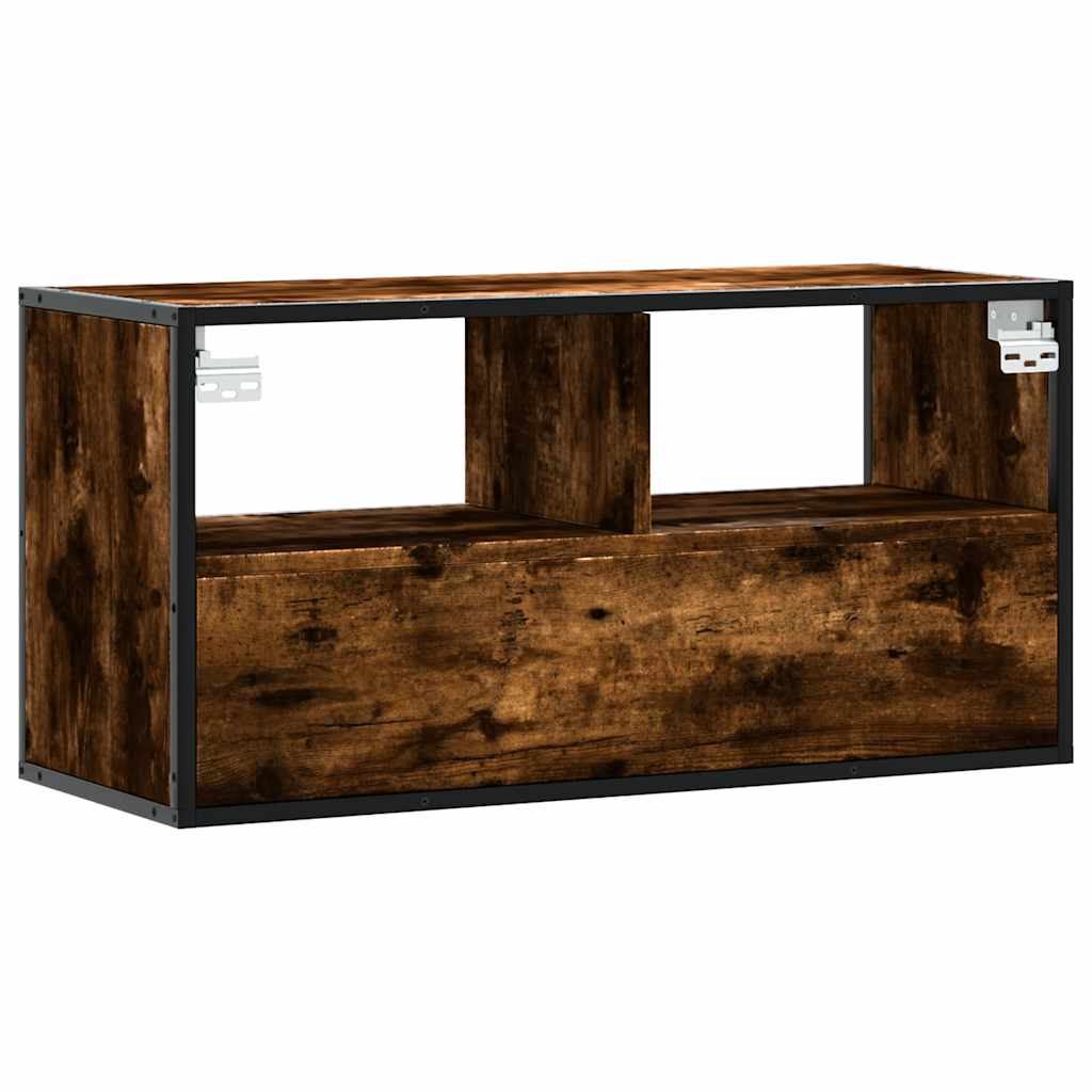 Tv-meubel 80x31x39,5cm bewerkt hout metaal gerookt eikenkleurig is nu te koop bij PeponiXL, paradijselijk wonen!