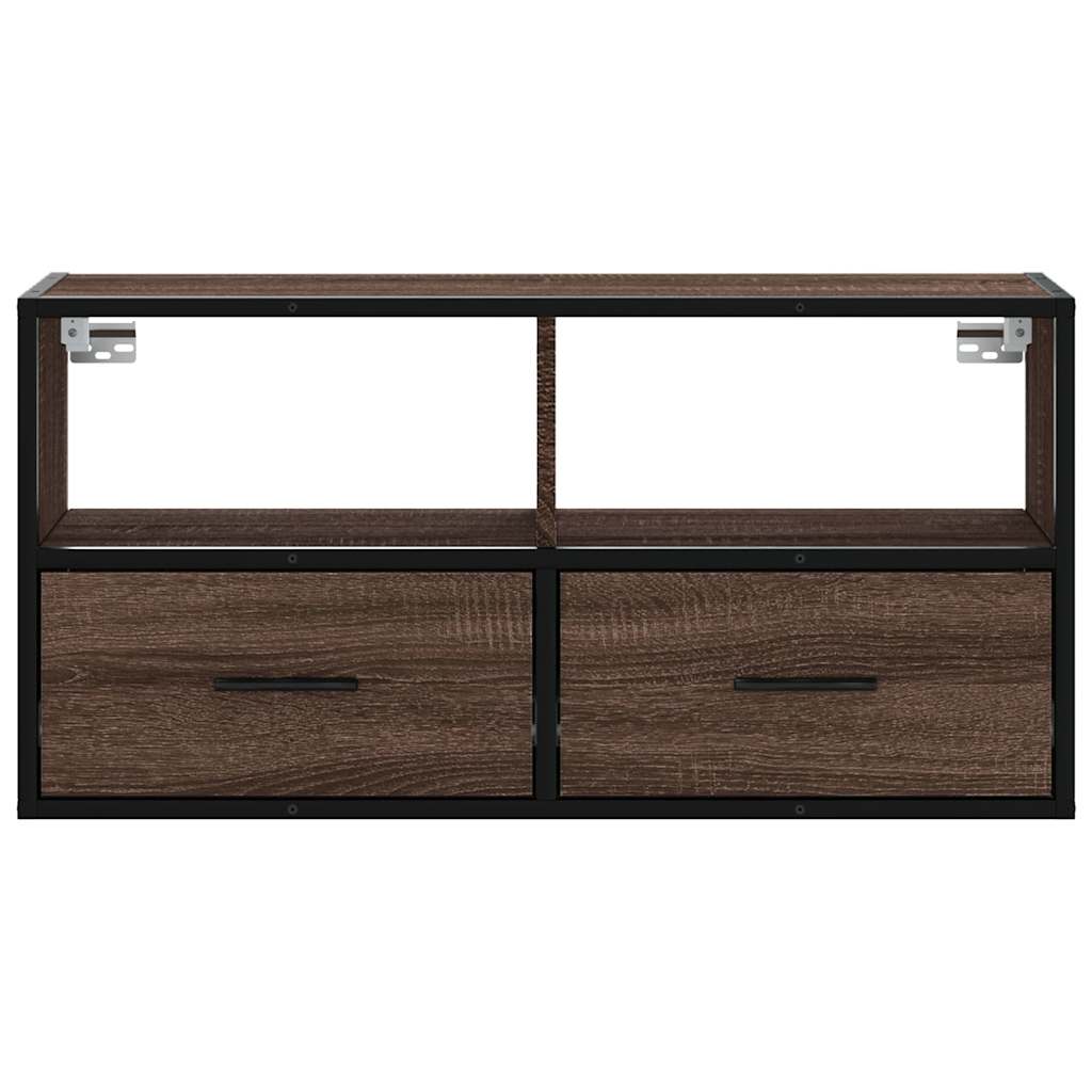 Tv-meubel 80x31x39,5 cm bewerkt hout metaal bruin eikenkleurig is nu te koop bij PeponiXL, paradijselijk wonen!