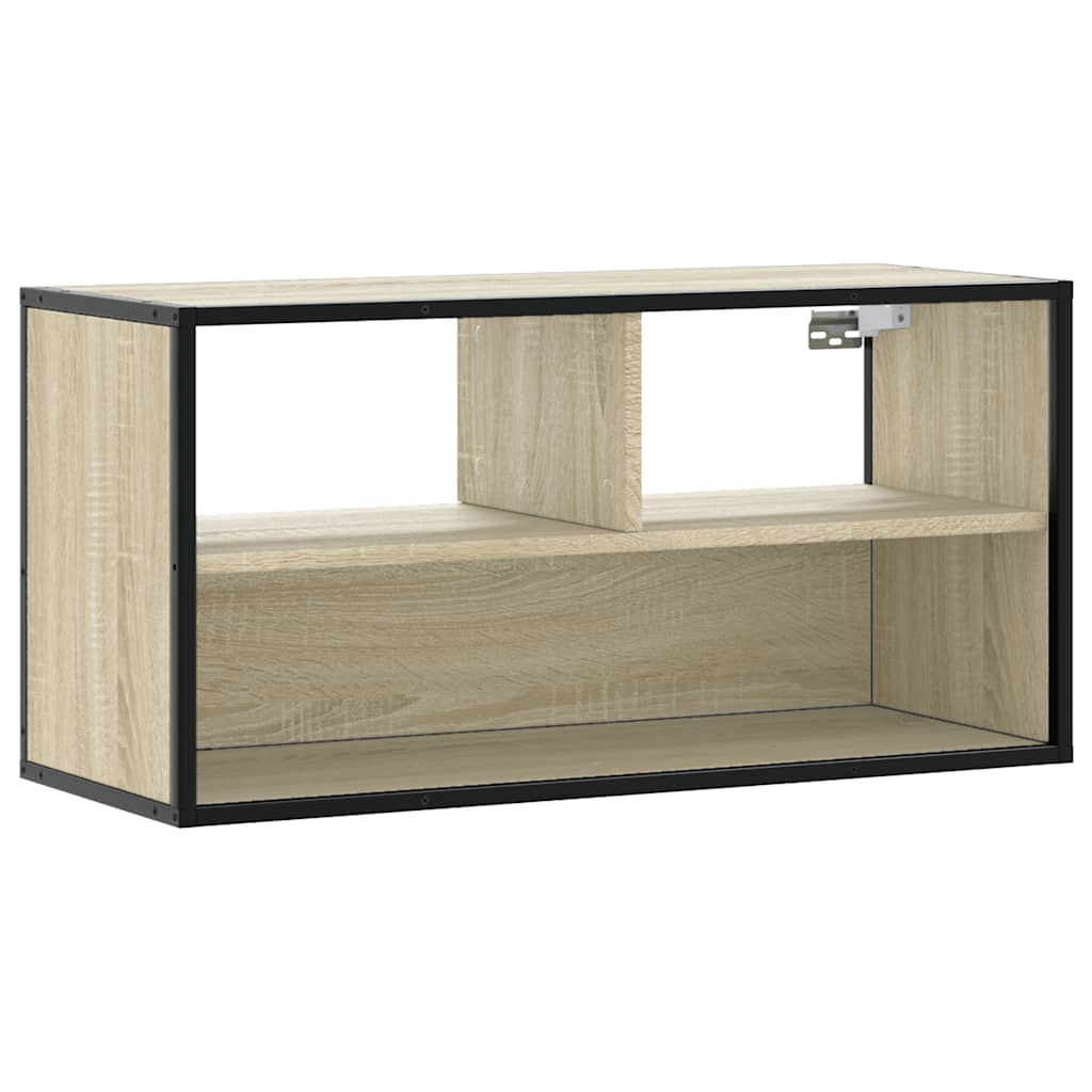 Tv-meubel 80x31x39,5 cm bewerkt hout metaal sonoma eikenkleurig is nu te koop bij PeponiXL, paradijselijk wonen!