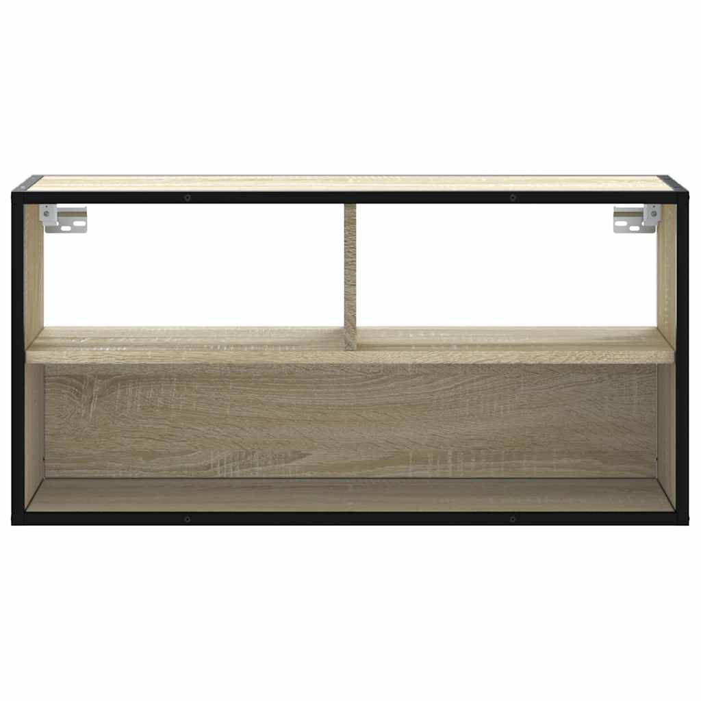 Tv-meubel 80x31x39,5 cm bewerkt hout metaal sonoma eikenkleurig is nu te koop bij PeponiXL, paradijselijk wonen!
