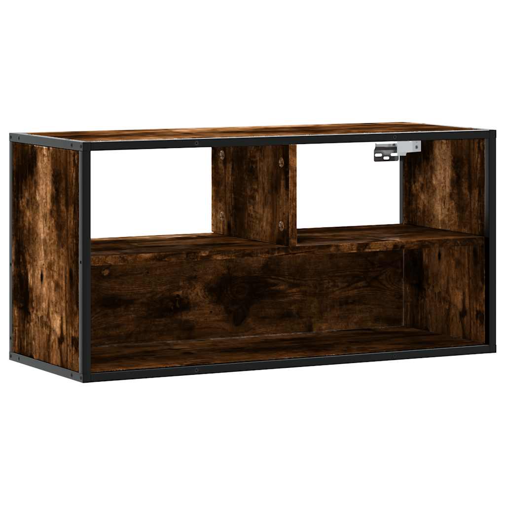 Tv-meubel 80x31x39,5cm bewerkt hout metaal gerookt eikenkleurig is nu te koop bij PeponiXL, paradijselijk wonen!