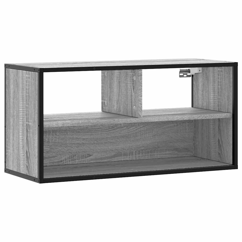 Tv-meubel 80x31x39,5 cm bewerkt hout metaal grijs sonoma eiken is nu te koop bij PeponiXL, paradijselijk wonen!