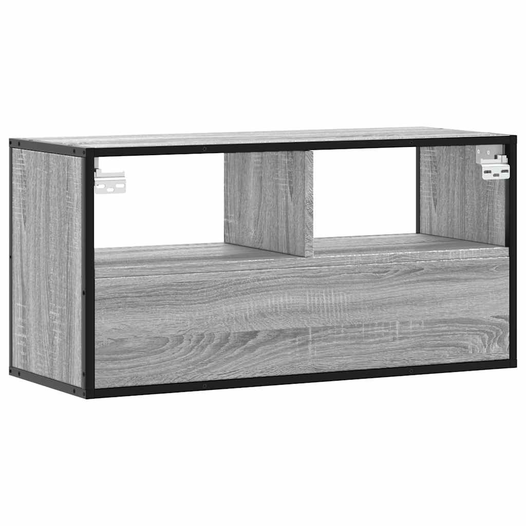 Tv-meubel 80x31x39,5 cm bewerkt hout metaal grijs sonoma eiken is nu te koop bij PeponiXL, paradijselijk wonen!