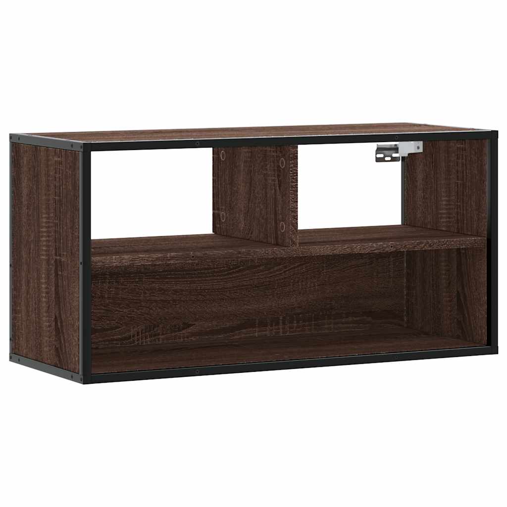 Tv-meubel 80x31x39,5 cm bewerkt hout metaal bruin eikenkleurig is nu te koop bij PeponiXL, paradijselijk wonen!