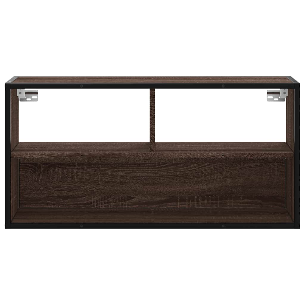 Tv-meubel 80x31x39,5 cm bewerkt hout metaal bruin eikenkleurig is nu te koop bij PeponiXL, paradijselijk wonen!