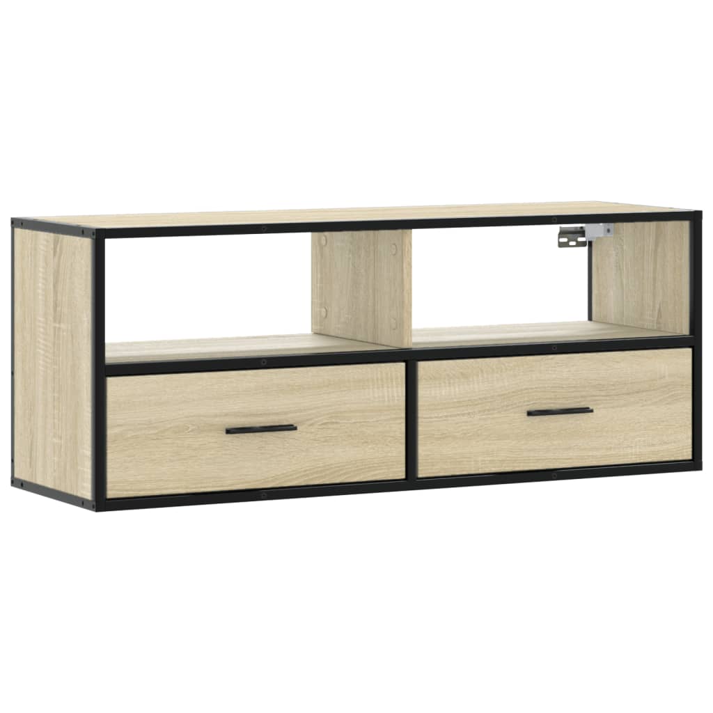 Tv-meubel 100x31x39,5cm bewerkt hout metaal sonoma eikenkleurig is nu te koop bij PeponiXL, paradijselijk wonen!