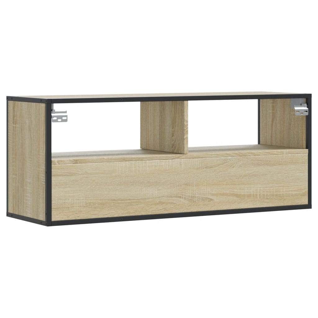 Tv-meubel 100x31x39,5cm bewerkt hout metaal sonoma eikenkleurig is nu te koop bij PeponiXL, paradijselijk wonen!