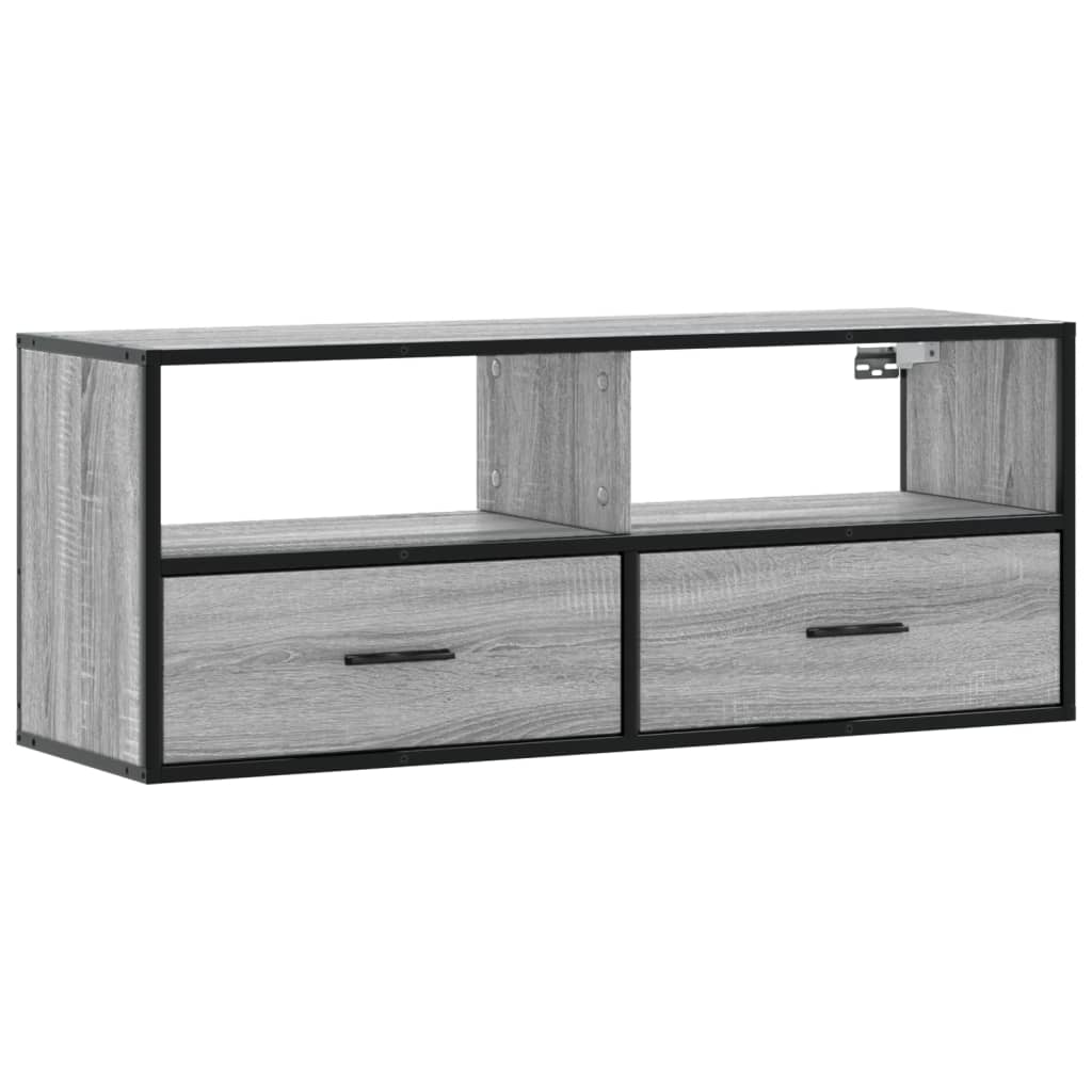 Tv-meubel 100x31x39,5 cm bewerkt hout metaal grijs sonoma eiken is nu te koop bij PeponiXL, paradijselijk wonen!