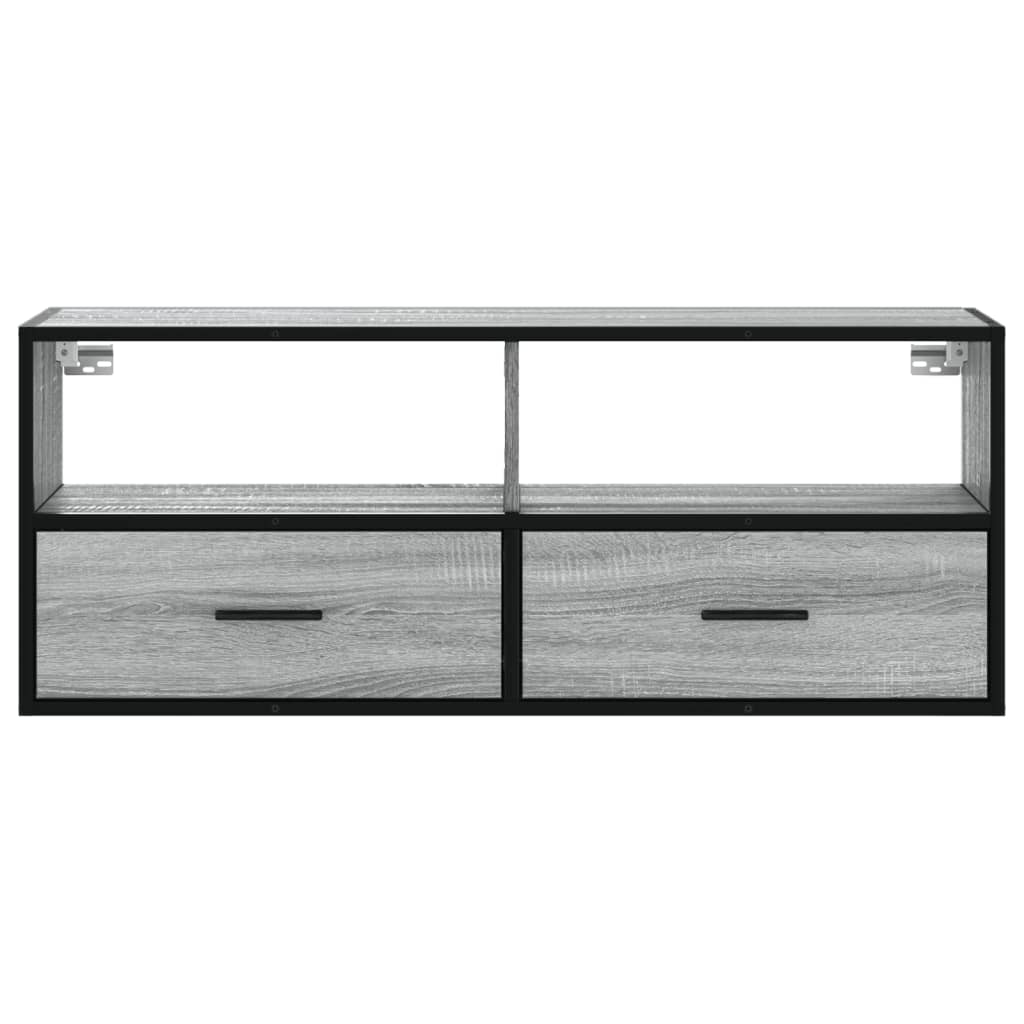 Tv-meubel 100x31x39,5 cm bewerkt hout metaal grijs sonoma eiken is nu te koop bij PeponiXL, paradijselijk wonen!