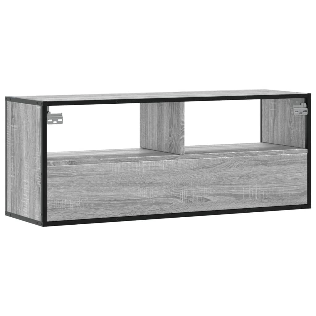 Tv-meubel 100x31x39,5 cm bewerkt hout metaal grijs sonoma eiken is nu te koop bij PeponiXL, paradijselijk wonen!
