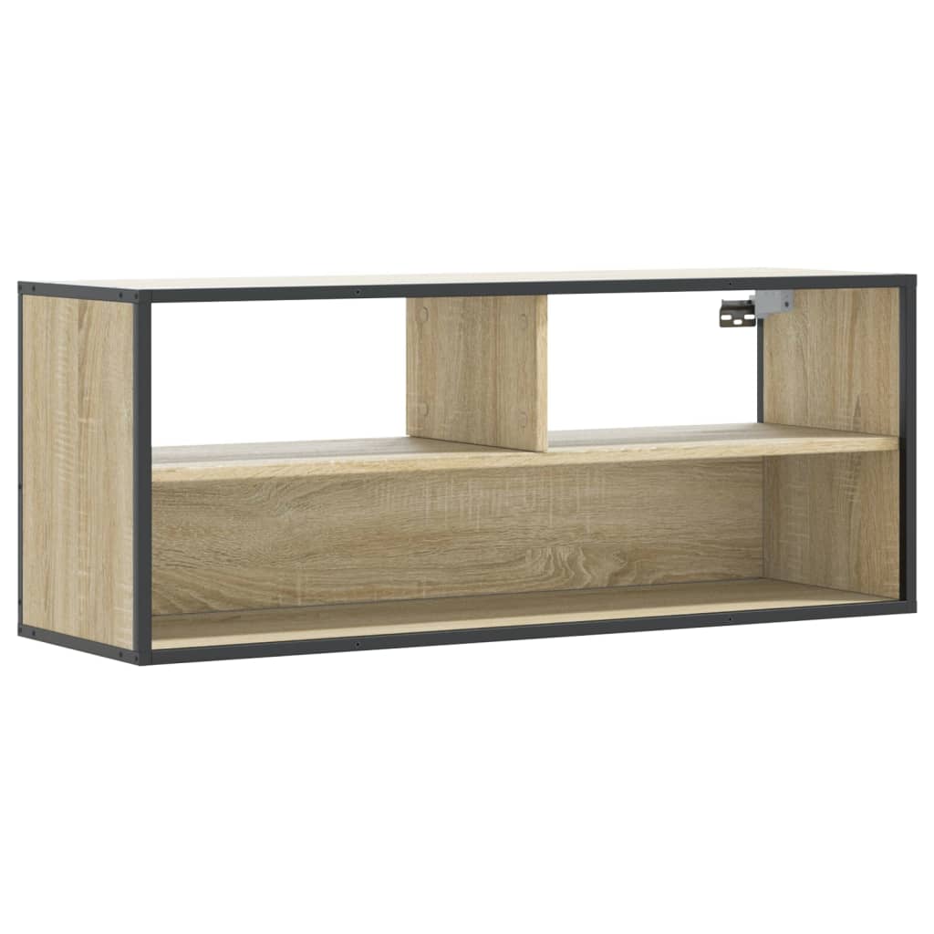 Tv-meubel 100x31x39,5cm bewerkt hout metaal sonoma eikenkleurig is nu te koop bij PeponiXL, paradijselijk wonen!