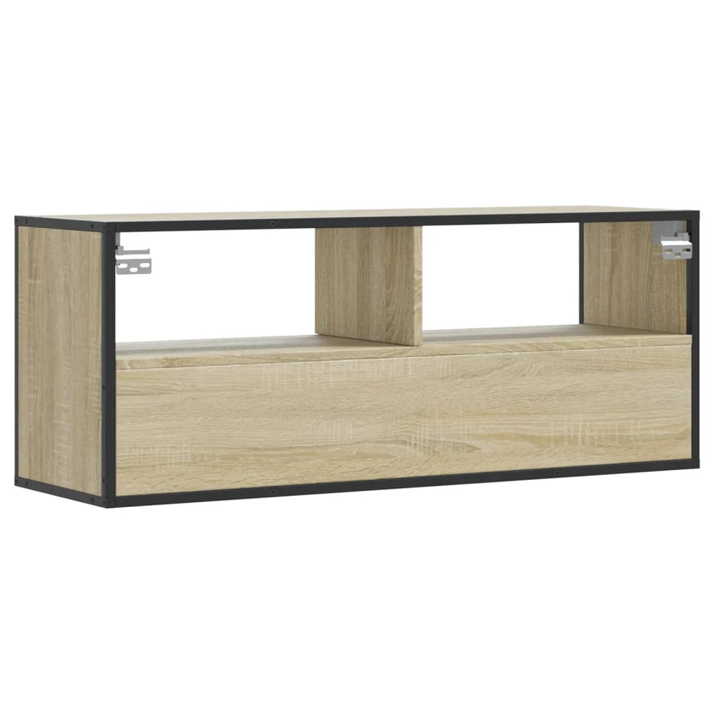 Tv-meubel 100x31x39,5cm bewerkt hout metaal sonoma eikenkleurig is nu te koop bij PeponiXL, paradijselijk wonen!