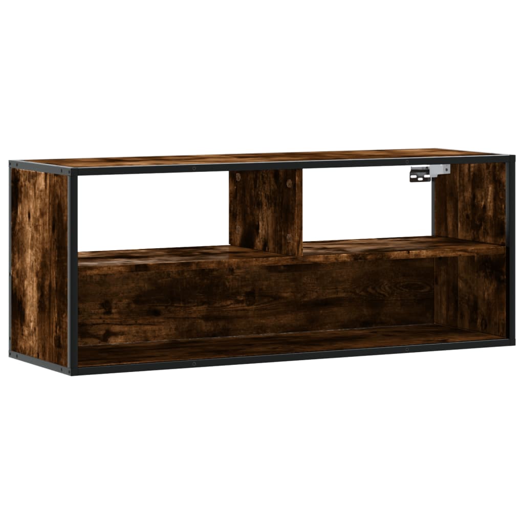 Tv-meubel 100x31x39,5 cm bewerkt hout metaal gerookt eikenkleur is nu te koop bij PeponiXL, paradijselijk wonen!