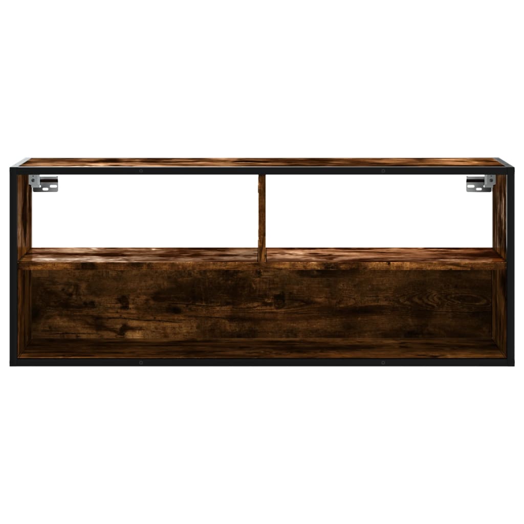 Tv-meubel 100x31x39,5 cm bewerkt hout metaal gerookt eikenkleur is nu te koop bij PeponiXL, paradijselijk wonen!