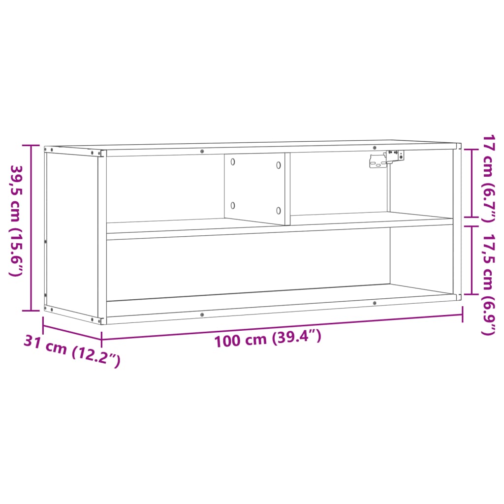 Tv-meubel 100x31x39,5 cm bewerkt hout metaal grijs sonoma eiken is nu te koop bij PeponiXL, paradijselijk wonen!