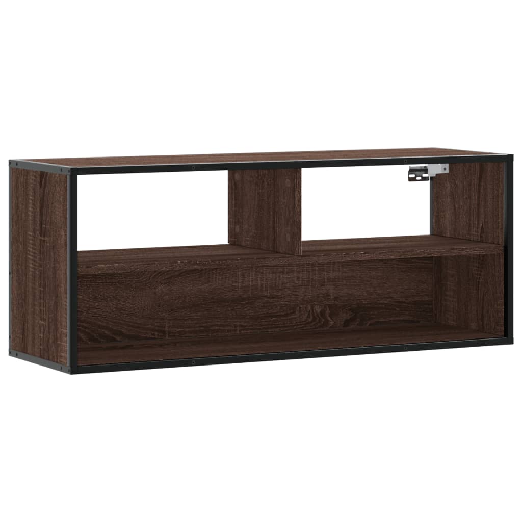 Tv-meubel 100x31x39,5 cm bewerkt hout metaal bruin eikenkleurig is nu te koop bij PeponiXL, paradijselijk wonen!