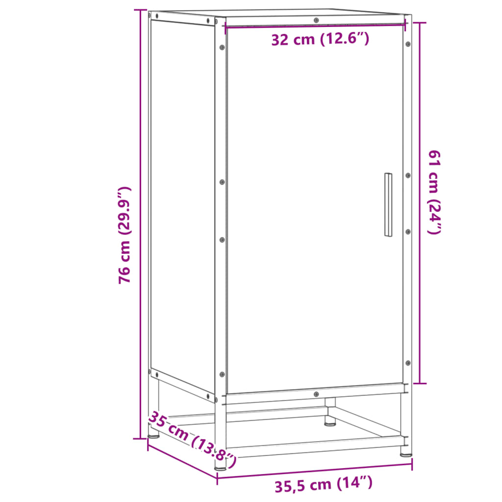 Dressoir 35,5x35x76 cm bewerkt hout en metaal grijs sonoma is nu te koop bij PeponiXL, paradijselijk wonen!