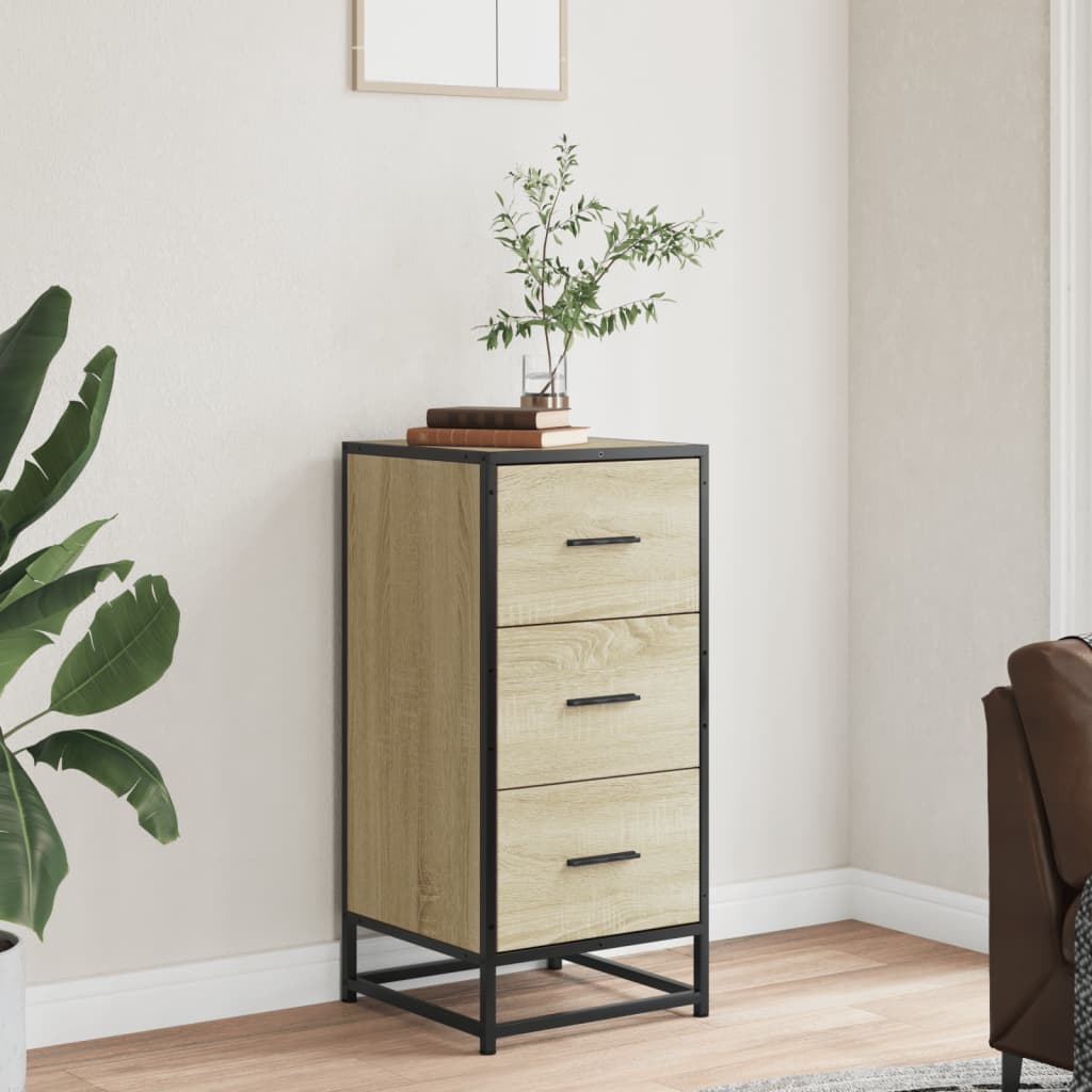 Dressoir 35,5x35x76 cm bewerkt hout en metaal sonoma eikenkleur is nu te koop bij PeponiXL, paradijselijk wonen!