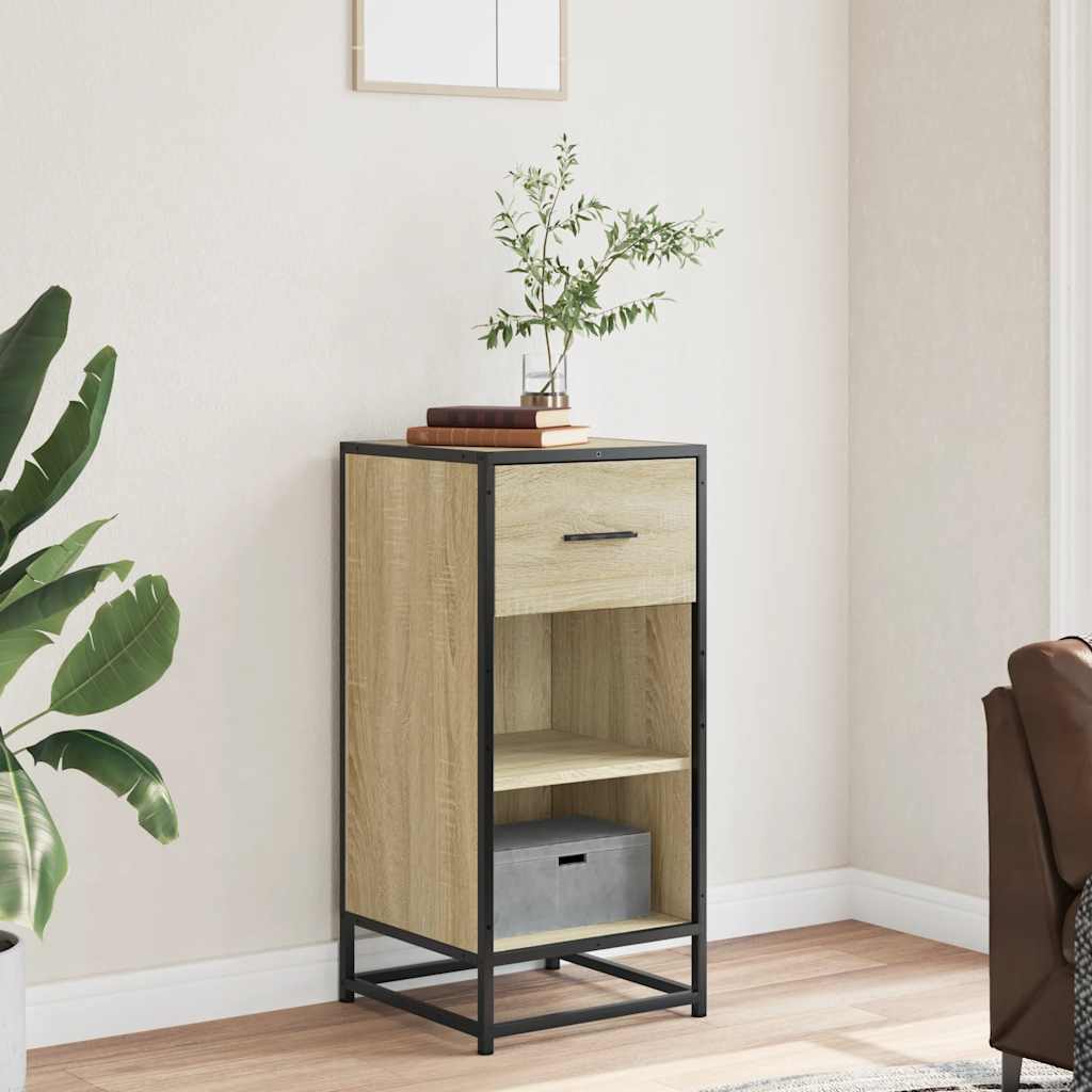 Dressoir 35,5x35x76 cm bewerkt hout en metaal sonoma eikenkleur is nu te koop bij PeponiXL, paradijselijk wonen!