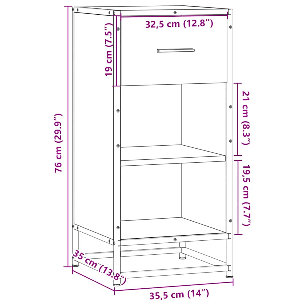 Dressoir 35,5x35x76 cm bewerkt hout en metaal gerookt eiken is nu te koop bij PeponiXL, paradijselijk wonen!