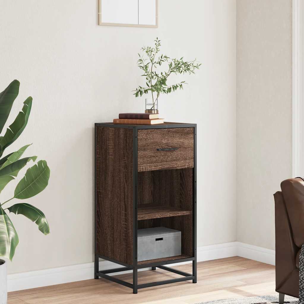 Dressoir 35,5x35x76 cm bewerkt hout en metaal bruin eikenkleur is nu te koop bij PeponiXL, paradijselijk wonen!