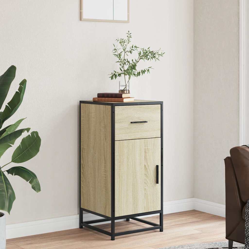 Dressoir 35,5x35x76 cm bewerkt hout en metaal sonoma eikenkleur is nu te koop bij PeponiXL, paradijselijk wonen!