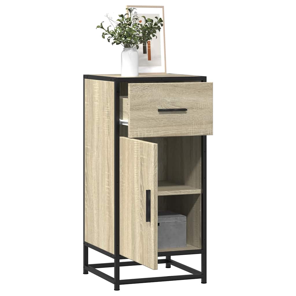 Dressoir 35,5x35x76 cm bewerkt hout en metaal sonoma eikenkleur is nu te koop bij PeponiXL, paradijselijk wonen!