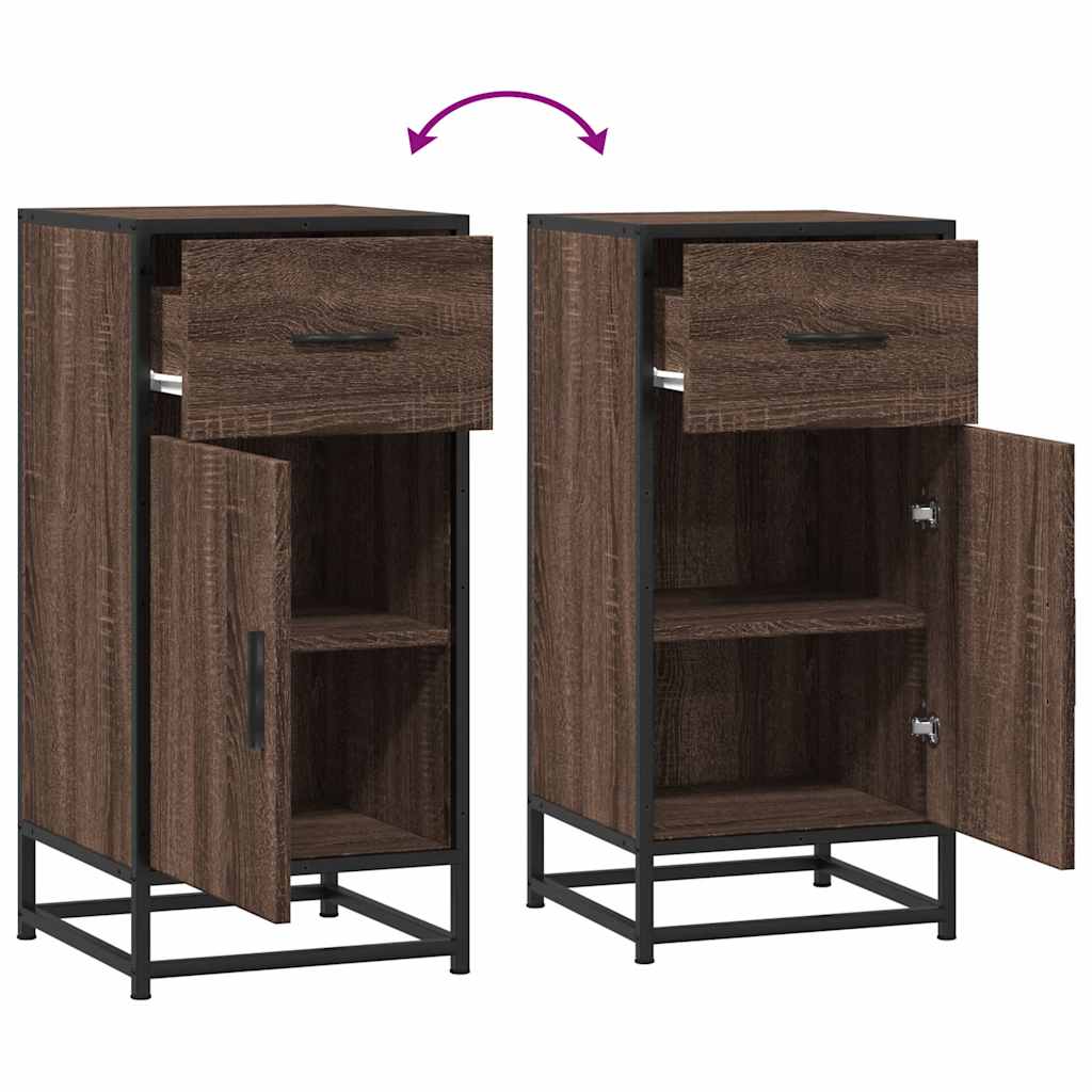 Dressoir 35,5x35x76 cm bewerkt hout en metaal bruin eikenkleur is nu te koop bij PeponiXL, paradijselijk wonen!