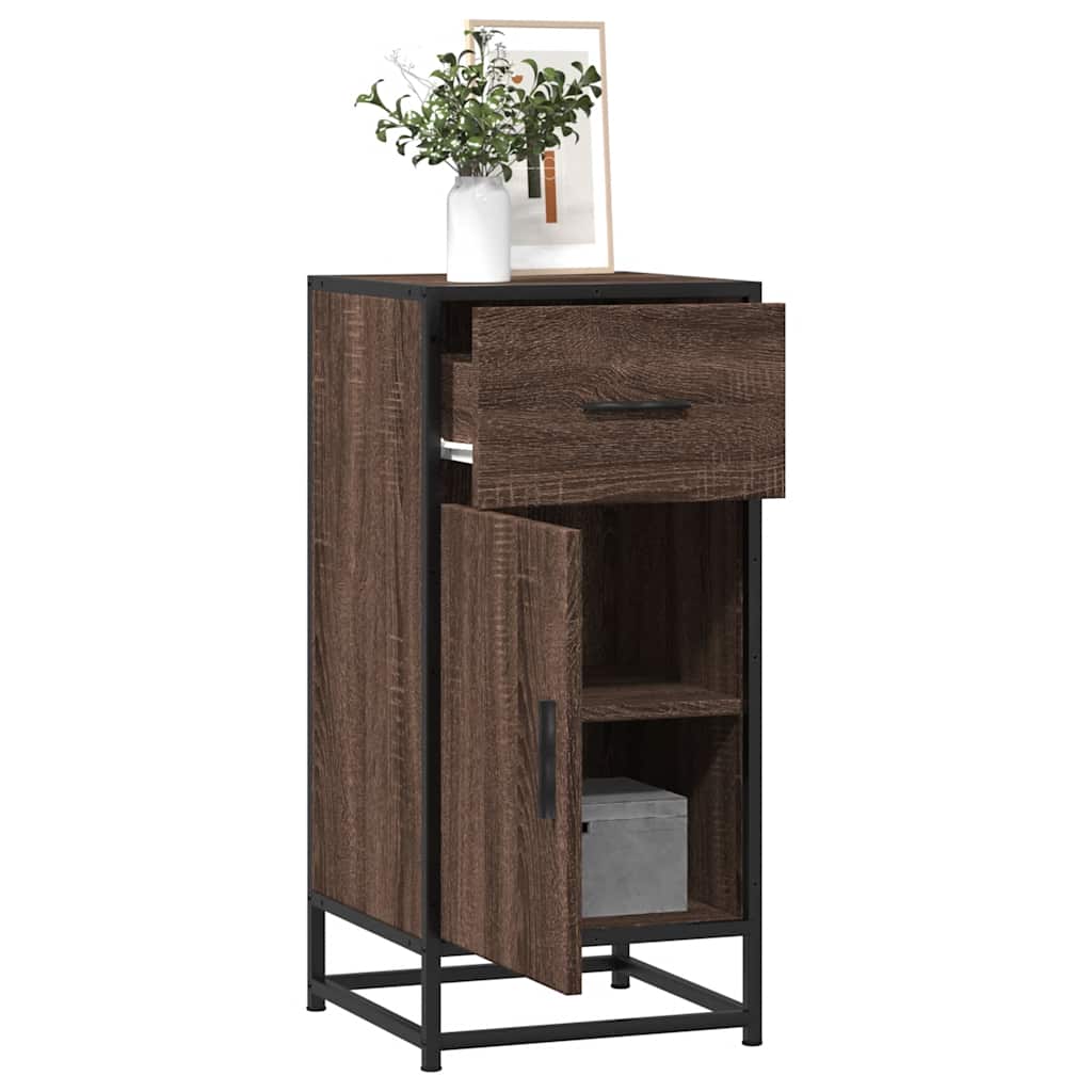 Dressoir 35,5x35x76 cm bewerkt hout en metaal bruin eikenkleur is nu te koop bij PeponiXL, paradijselijk wonen!