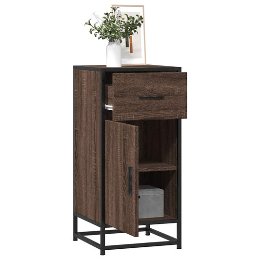 Dressoir 35,5x35x76 cm bewerkt hout en metaal bruin eikenkleur is nu te koop bij PeponiXL, paradijselijk wonen!
