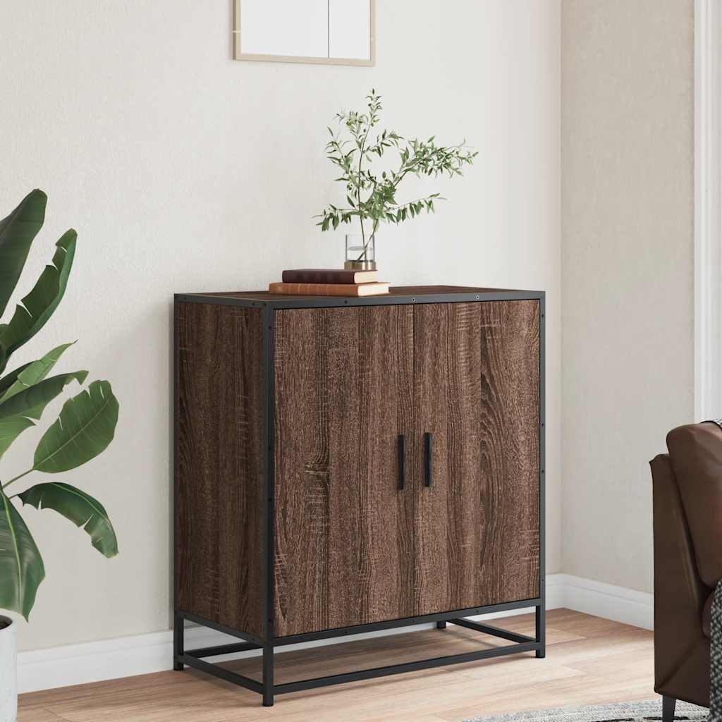 Dressoir 68x35x76 cm bewerkt hout en metaal bruin eikenkleur is nu te koop bij PeponiXL, paradijselijk wonen!